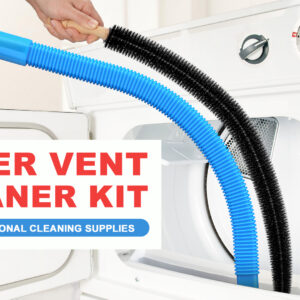 PetOde 2 Pieces Dryer Vent Cleaner Kit Compatible with Most Vacuum Cleaner, Dryer Lint Brush and Vacuum Hose Attachment with Universal Connector, Quickly Lint Remover