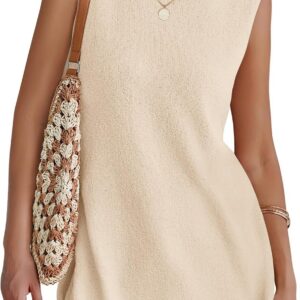 NENONA Women's Summer Sleeveless Sweater Lounge Sets Casual Loose Fit Tunic Tops and Shorts 2 Piece Beach Vacation Outfits