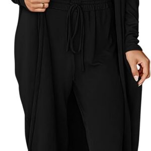 KIRUNDO 3 Piece Lounge Sets for Women Airport Travel Vacation Outfits 2026 Fall Cardigan Matching Sleeveless Top Jogger Pants