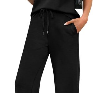 WIHOLL 2 Piece Sets for Women Casual Summer Travel Vacation Outfits Cap Sleeve Lounge Set