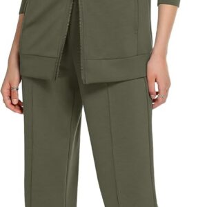 Casly Lamiit 2 Piece Lounge Sets for Women Spring Travel Outfit Long Sleeve Zip Up Wide Leg Pant Sets